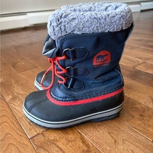 Sorel Kids Snow Boots - Black, Red, and Gray